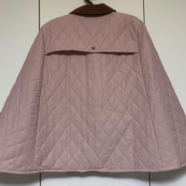 퀼팅 누빔판쵸핑크 브라운 카라