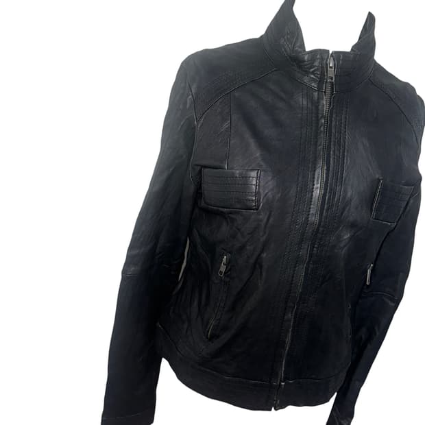 Sheep skin Black Leather Jacket