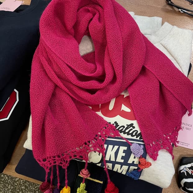 핑크 니트 머플러 [무배]