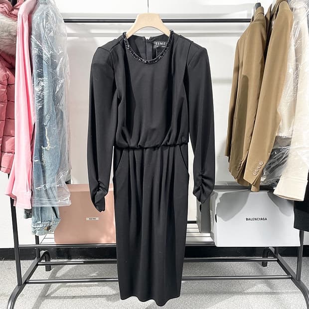 (정품/새상품) TIME 타임 여성 블랙 드레스