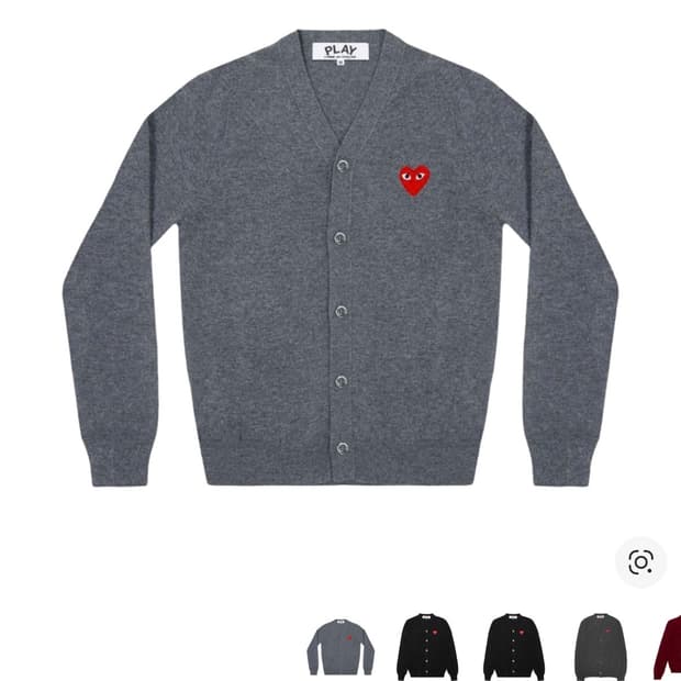 정품)꼼데가르송 PLAY 레드 하트 브이넥 가디건 M 남녀가능