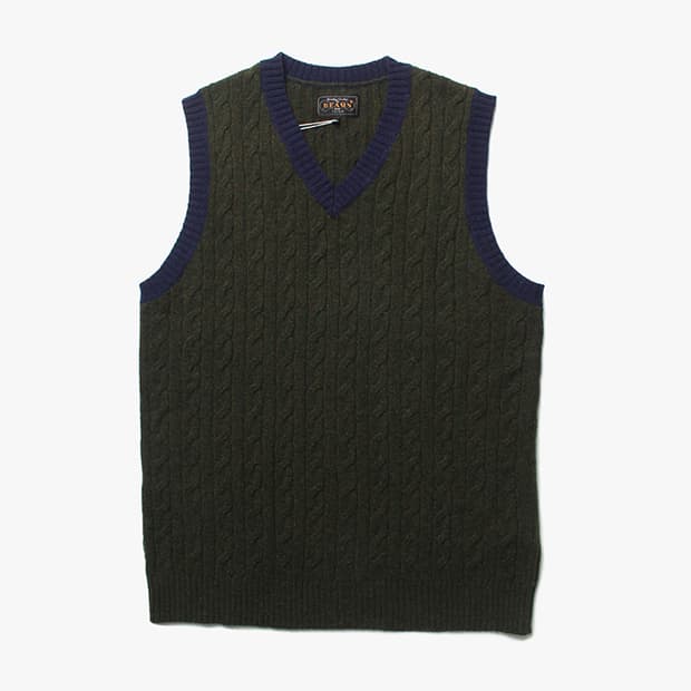  BEAMS PLUS "Green Knit Vest"