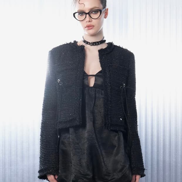 힐다 글리츠 트위드 자켓 블랙