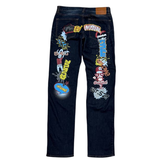EVISU 에비수 프린팅 빅로고 데님 팬츠 바지