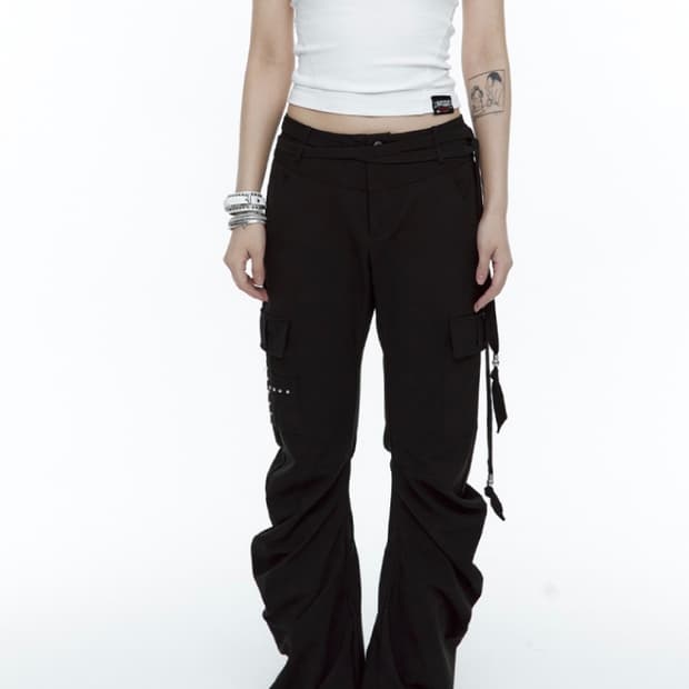러프넥 drape bootcut pants