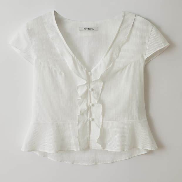 택O)아이토브서울 코튼 플레어 블라우스 WH