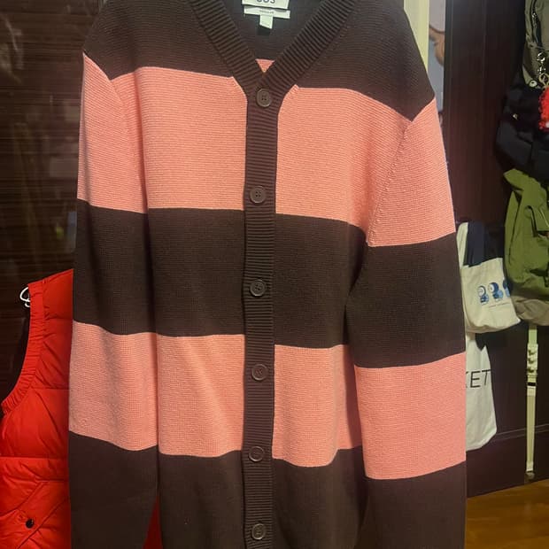 [남성S]코스 스트라이프 가디건 핑크브라운