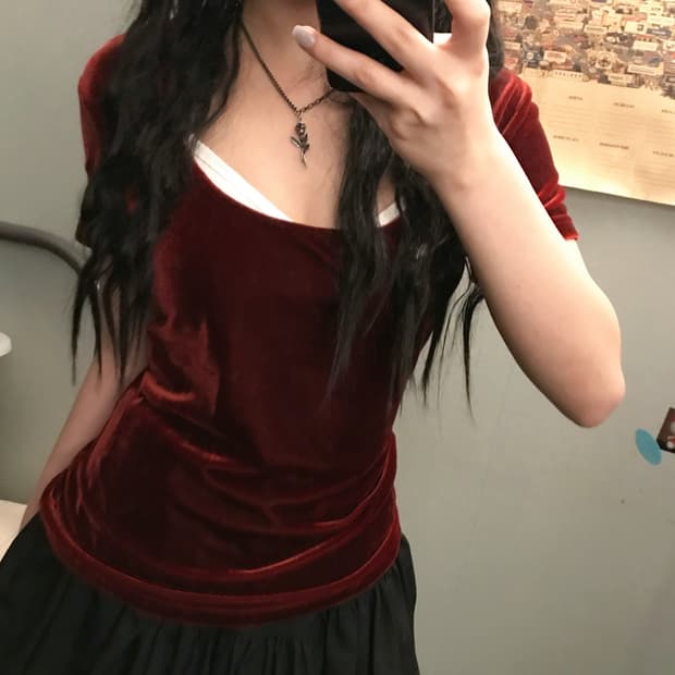 DKNY 도나카란 오네갸루 벨벳 반팔티