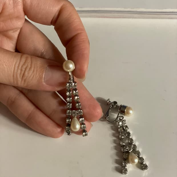 빈티지 큐빅 귀찌 귀걸이