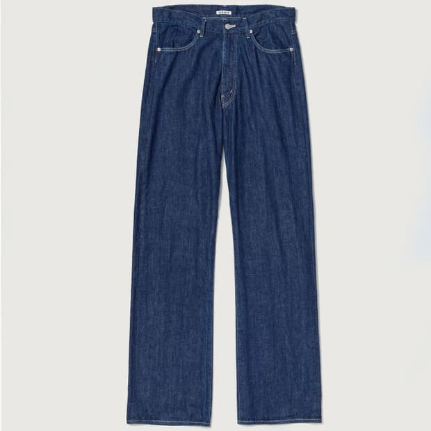 오라리 23ss 셀비지 라이트 데님 팬츠 인디고 5사이즈