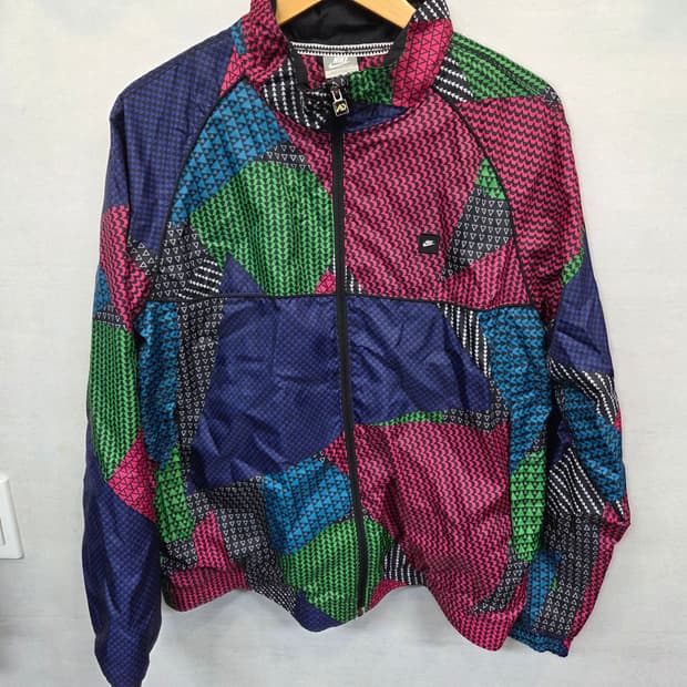 나이키 올드스쿨 빈티지 기하학 컬러블록 바람막이 자켓 M L