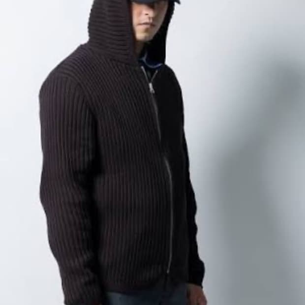 Affix knit hoodie zip up L