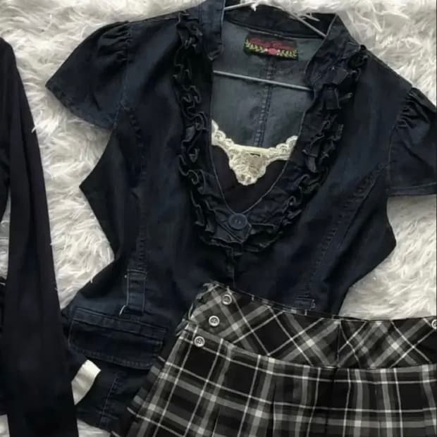 프릴청반팔자켓 빈티지 핀터깔 stc 반팔 큐빈티지 와이즈걸 shop502