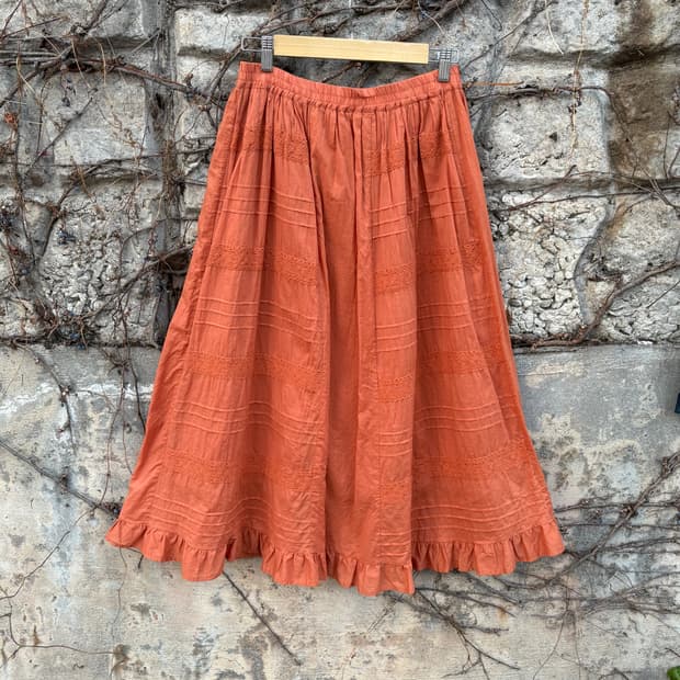 빈티지 보헤미안 모리 롱 자수 프릴 레이스 면 레이어드 스커트 치마