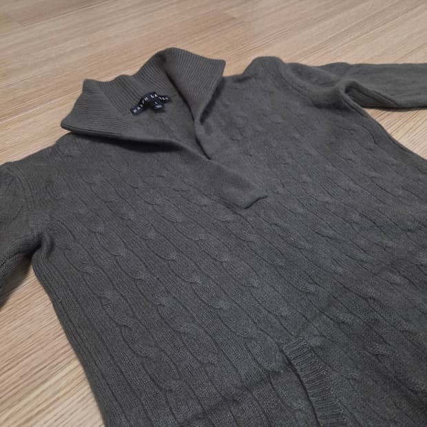 폴로 랄프로렌 블랙라벨  오픈 카라 캐시미어 케이블 니트