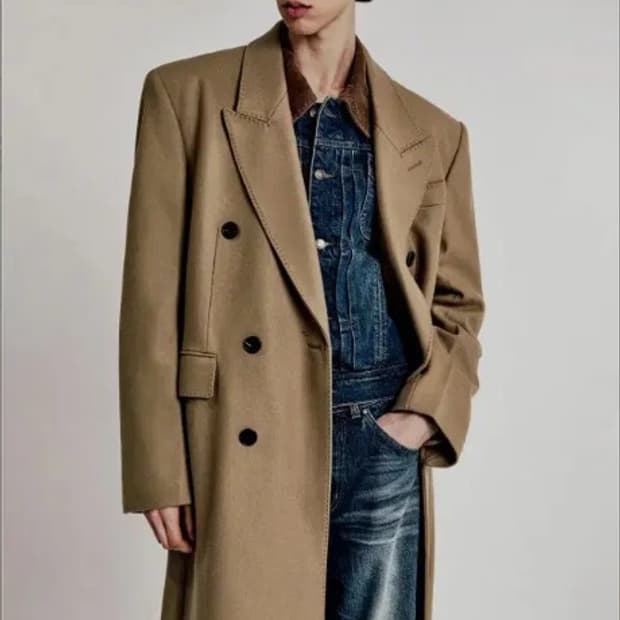 엘무드 발렌티누스 더블 코트 카멜 46사이즈
