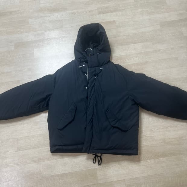 비슬로우 M65 후드 숏 다운 패딩 블랙 M