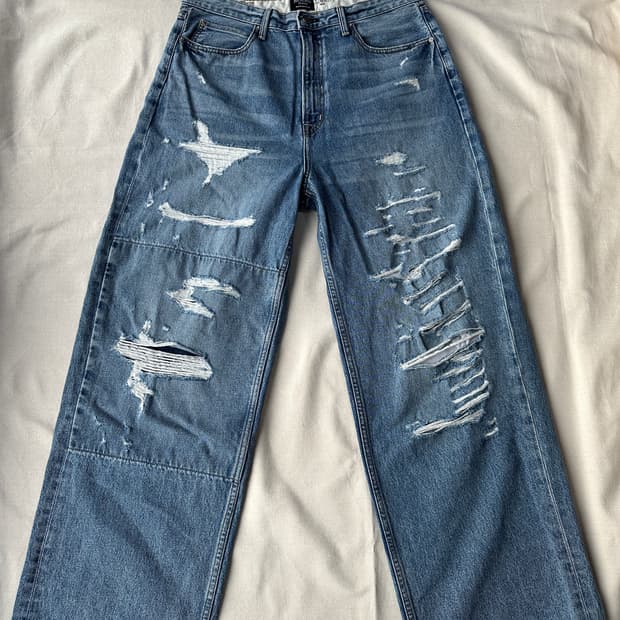 NOEND USA 와이드 디스트로이드 데님팬츠 32