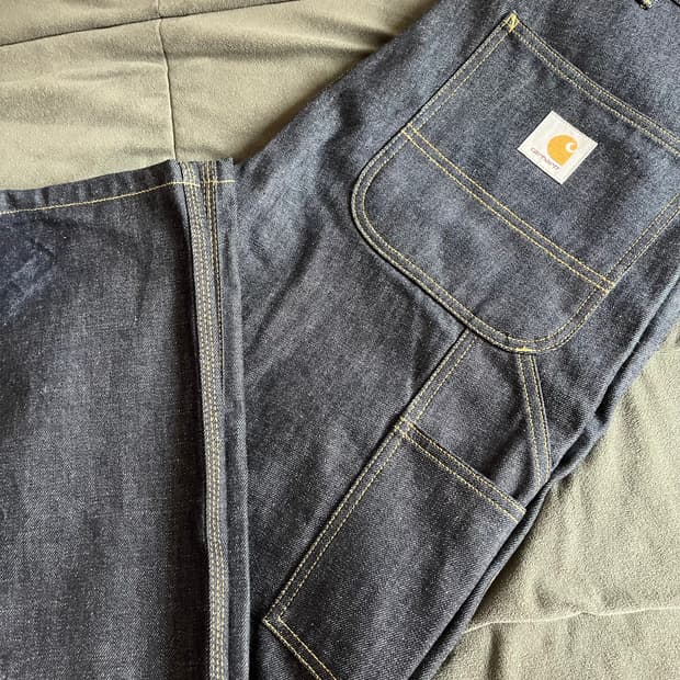 칼하트 WIP OG 싱글 니 팬츠 블루 린스드