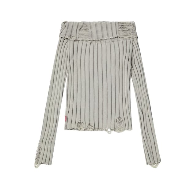 오디너리홀리데이 오프숄더 데미지니트