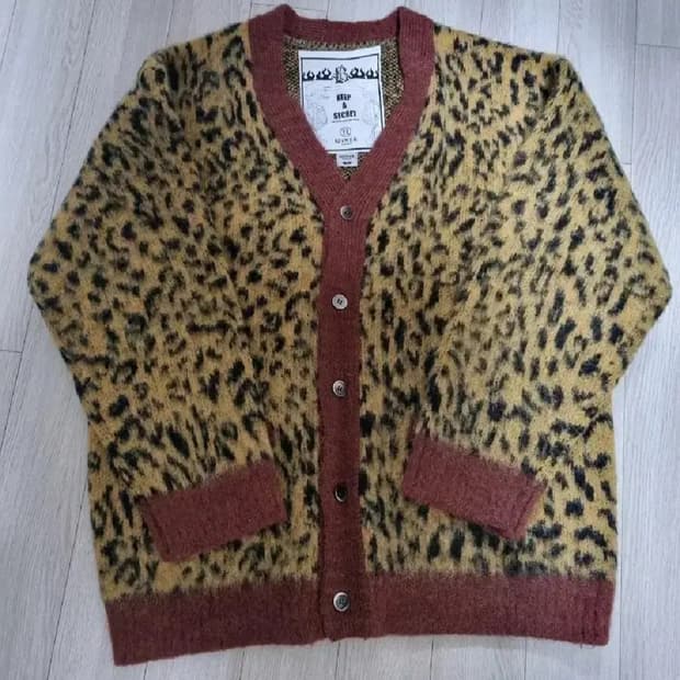 블랙아웃x리오버 알파카 가디건 레오파드 m