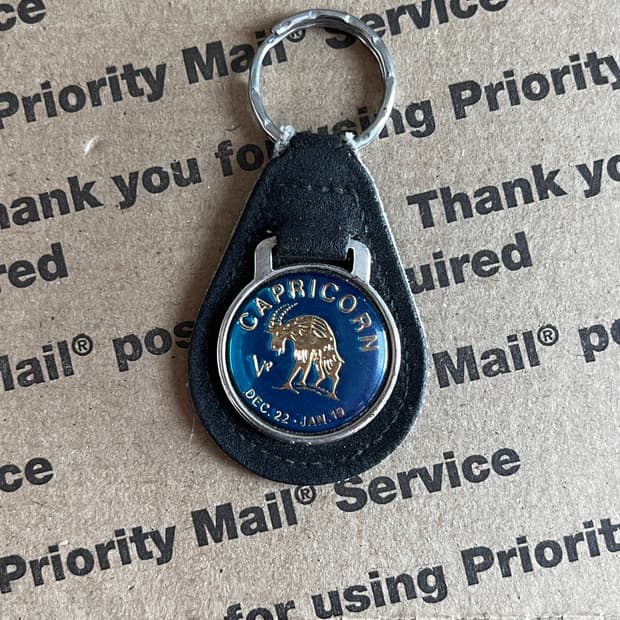 90s vtg Capricorn Leather Keyring