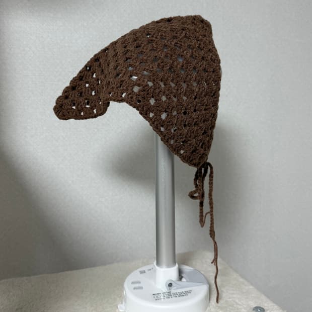 브라운 와플 헤어커치프(두건)