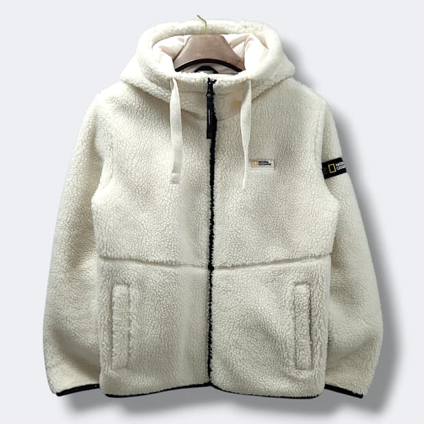 [S] 내셔널지오그래픽 아이보리 코스토니 후드 플리스 집업