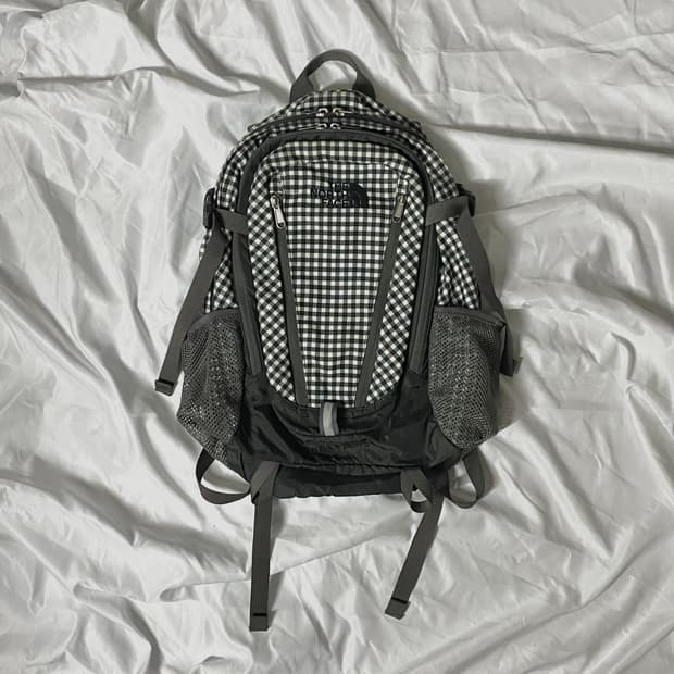 노스페이스 깅엄체크 싱글샷 백팩