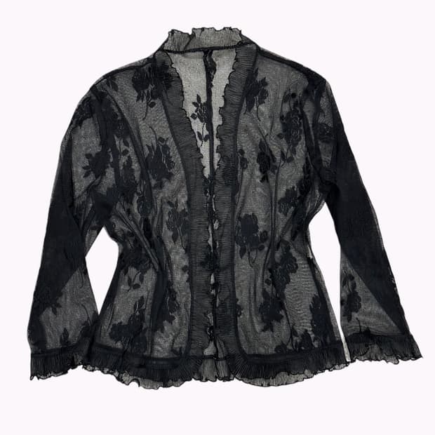 rose pattern lace cardigan