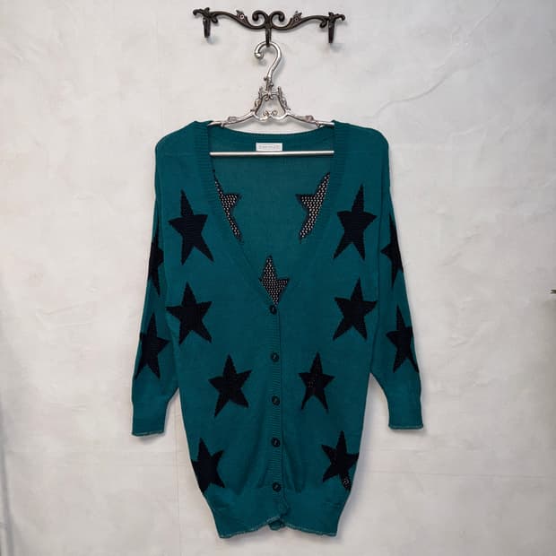 Mint black star loose cardigan