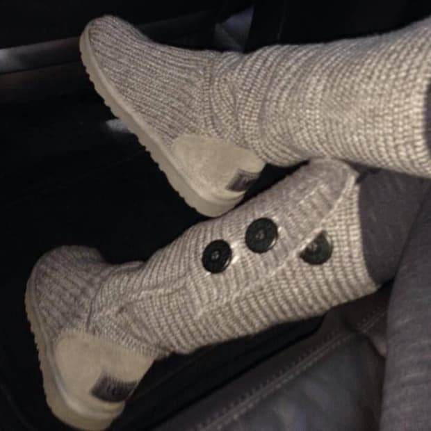 Y2K 어그 카디 니트 부츠 라이트 그레이 230