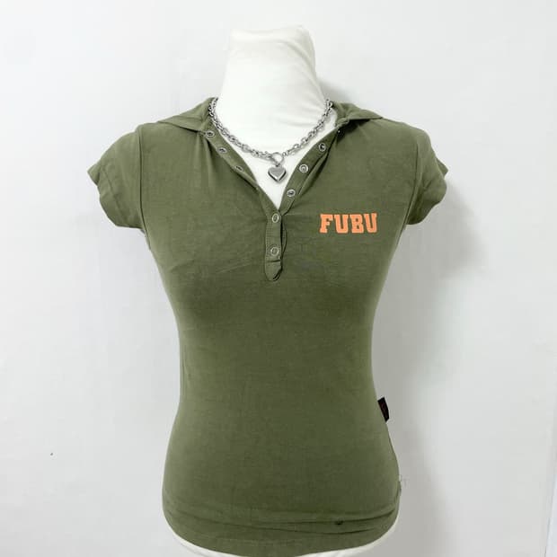 Fubu y2k 펑키 딱붙 후드반팔탑