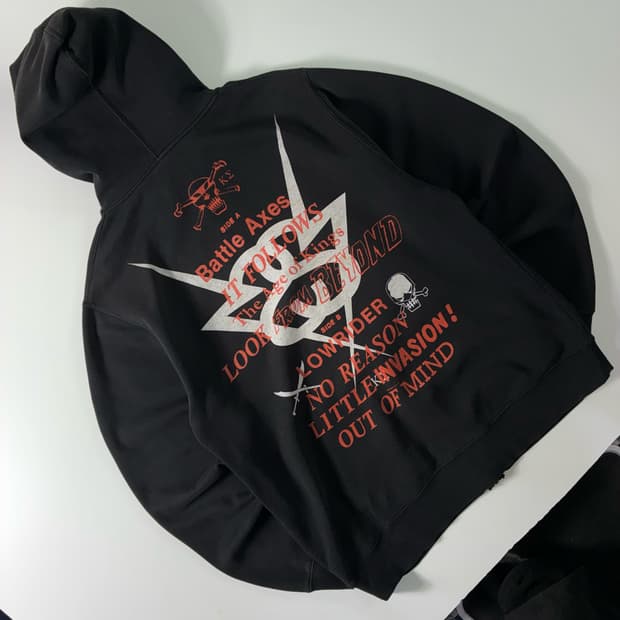 Stussy  스투시 x 배틀 액스 00,s 스컬 블랙 후드집업 