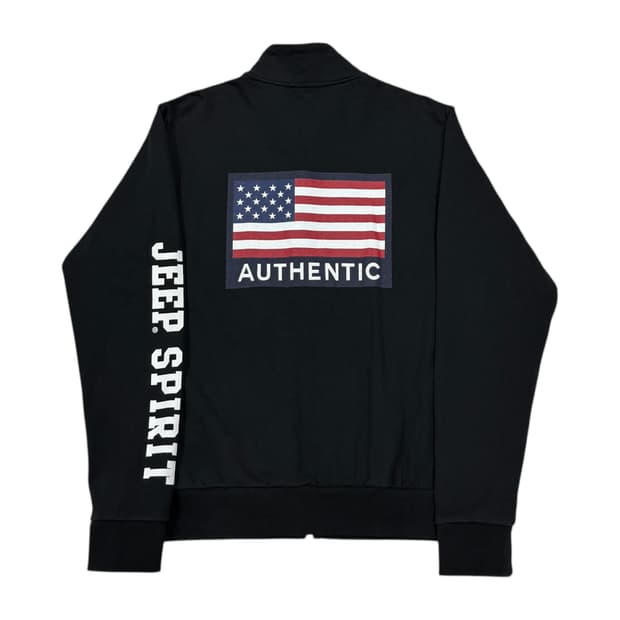 지프 빈티지 Y2K 성조기 아틀레틱 면 집업 져지 블랙 XL 105