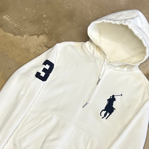 S 폴로랄프로렌 빅포니 화이트 후드티