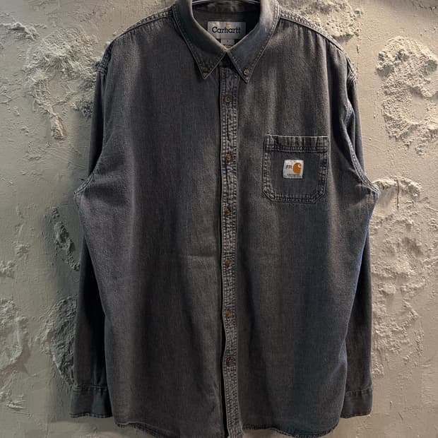 L 칼하트 CARHARTT 워크 셔츠 FR 패치 워싱 그레이