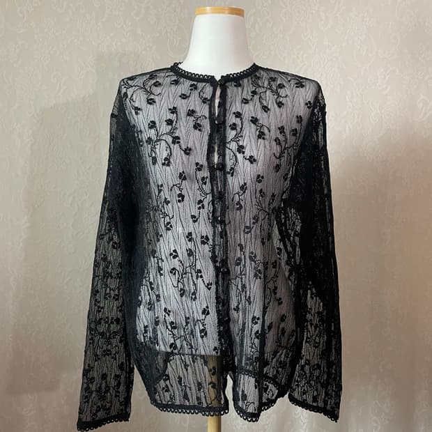 빈티지 플라워 레이스 시스루 가디건
