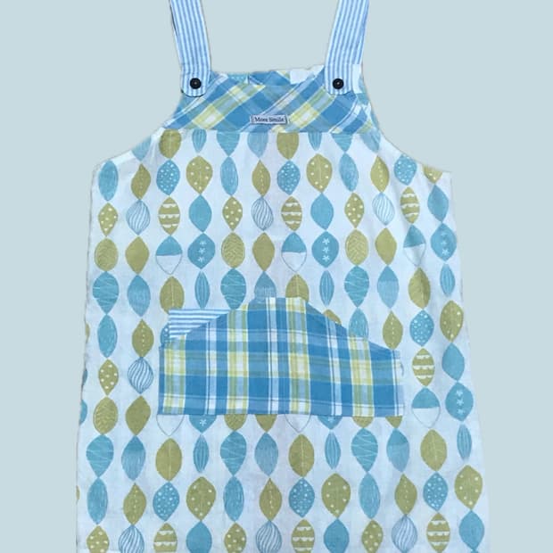 일본빈티지 모리 블루체크 앞치마