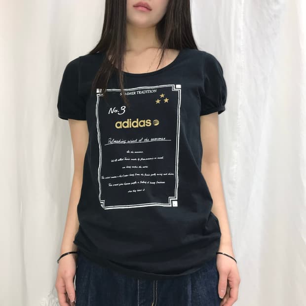 아디다스 블랙 퍼프 티셔츠 