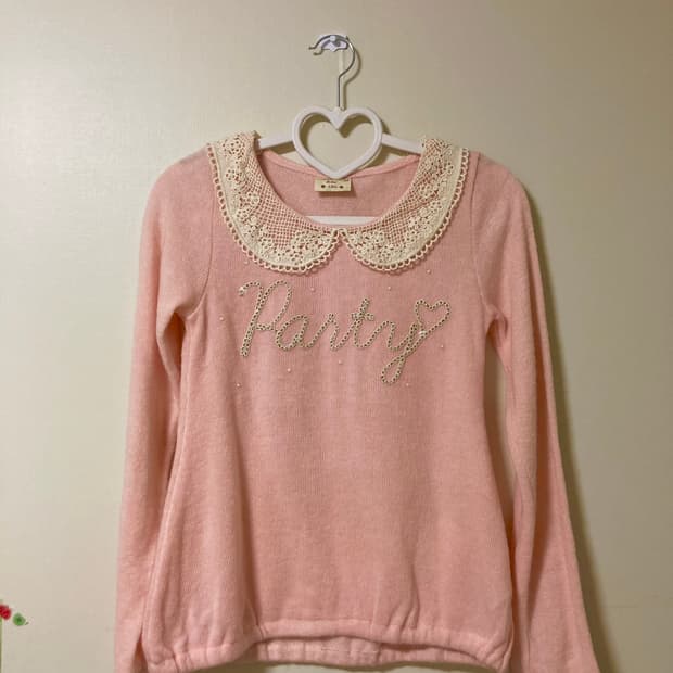 둥근뜨개 딸기우유 니트 블라우스