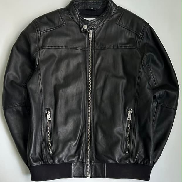[L] 캘빈클라인 진스 나파 양가죽 봄버 라이더 자켓 테크웨어