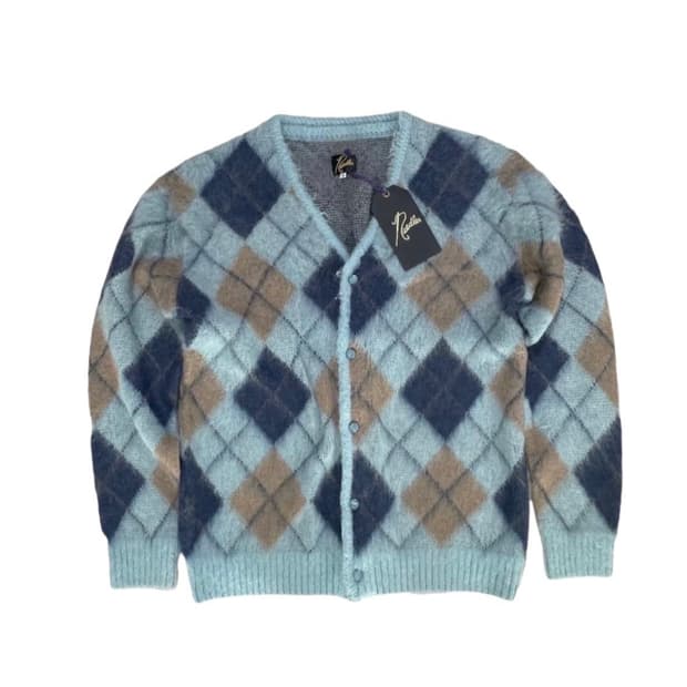 니들스 모헤어 아가일 가디건