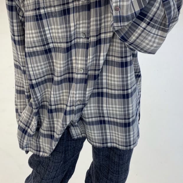[1] RBU 오버사이즈 체크셔츠 그레이