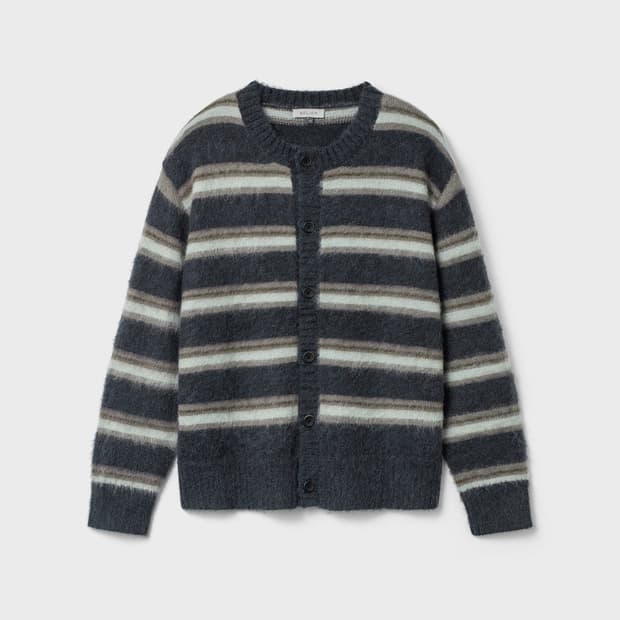 (새상품) 벨리에 브러쉬드 탐 가디건 - 멀티 네이비 100사이즈