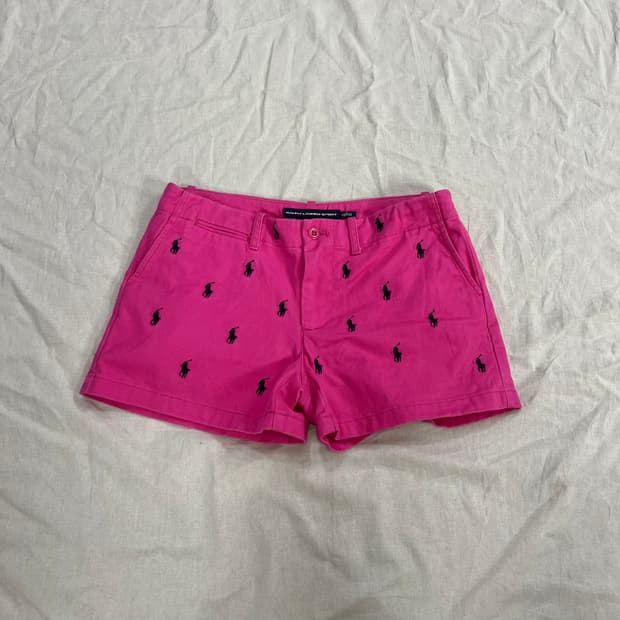 폴로 랄프로렌 블랙 포니 숏팬츠 반바지 핑크