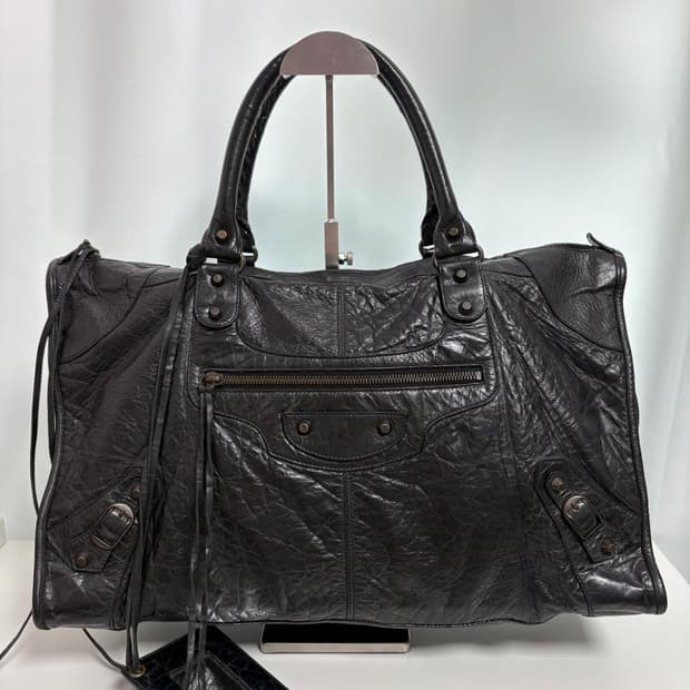 발렌시아가 워크 모터백 블랙 라지