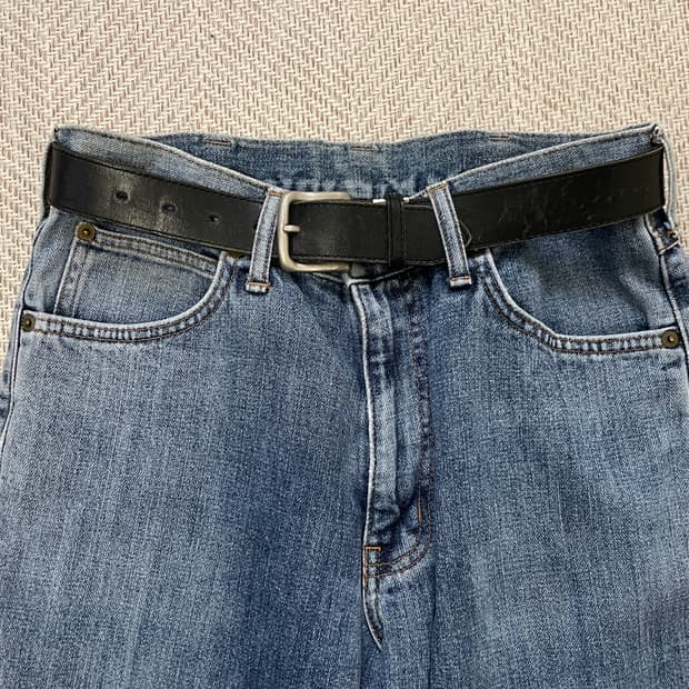 빈티지 실버버클 레더 벨트 
