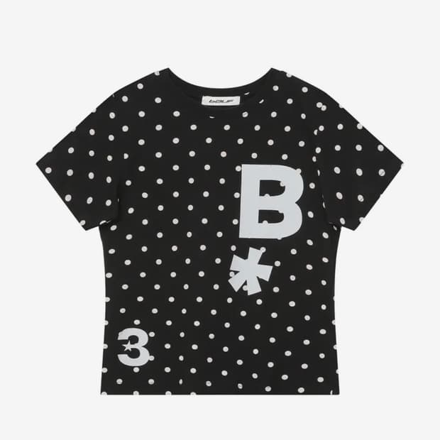 바우프 BAUF B logo 슬림핏 티셔츠 [도트 블랙]