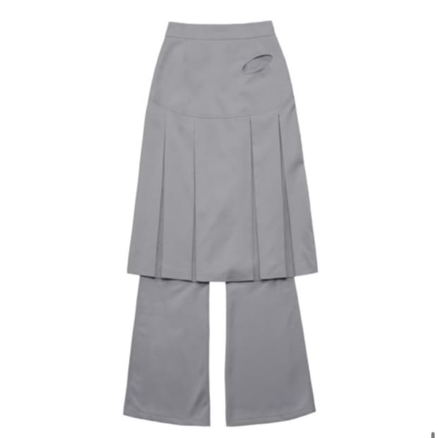 Ojos Jersey Pleats Skirt Pants / Grey